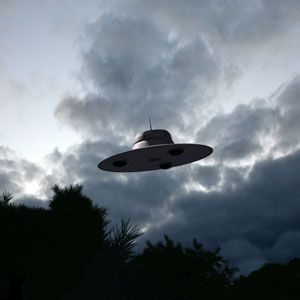 A picture of a flying UFO